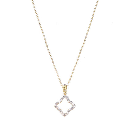 David Yurman 18K Yellow Gold Diamond Cable Collectibles Quatrefoil Pendant Necklace 1 of 5