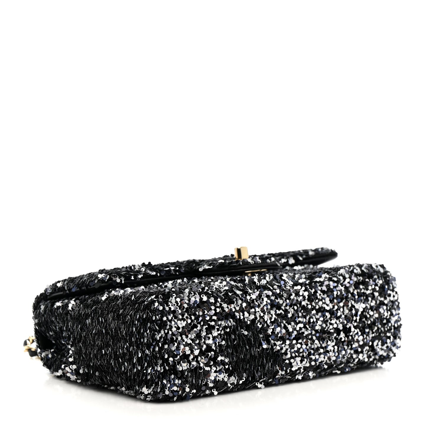 Sequin Quilted Small Single Flap Black White Grey