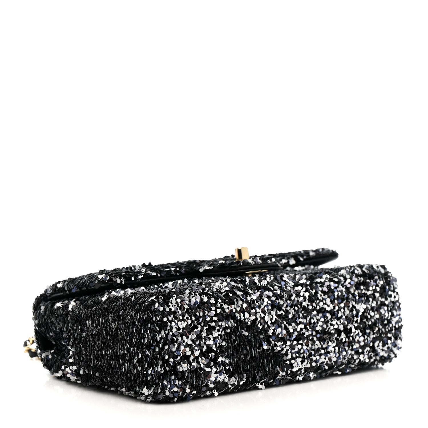Chanel Sequin Quilted Small Single Flap Black White Grey 4 of 11