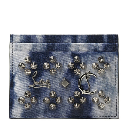 Christian Louboutin Calfskin Loubisky Studded Kios Card Holder Blue 1 of 3