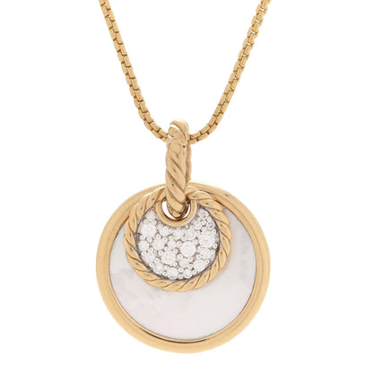 David Yurman 18K Yellow Gold Diamond Black Onyx Gray Mother of Pearl Reversible Elements Necklace 4 of 8