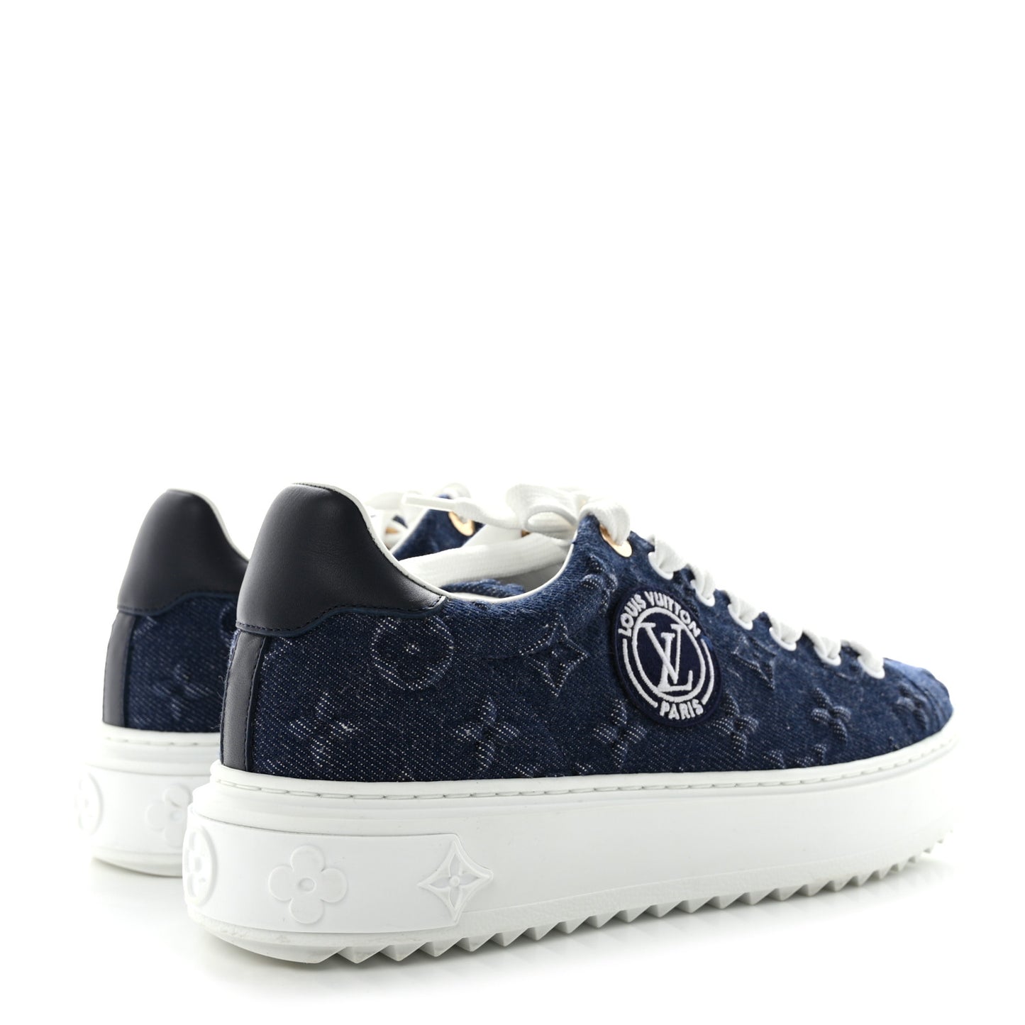 Denim Monogram Debossed Time Out Sneakers 37.5 Blue
