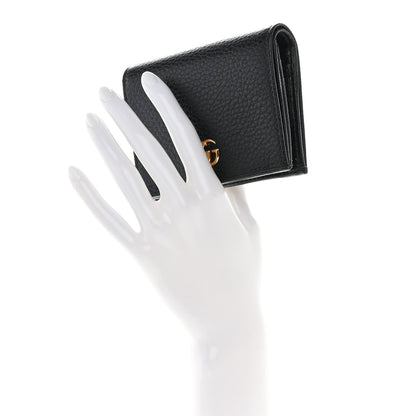 Gucci Pebbled Calfskin GG Marmont Card Case Black 2 of 9