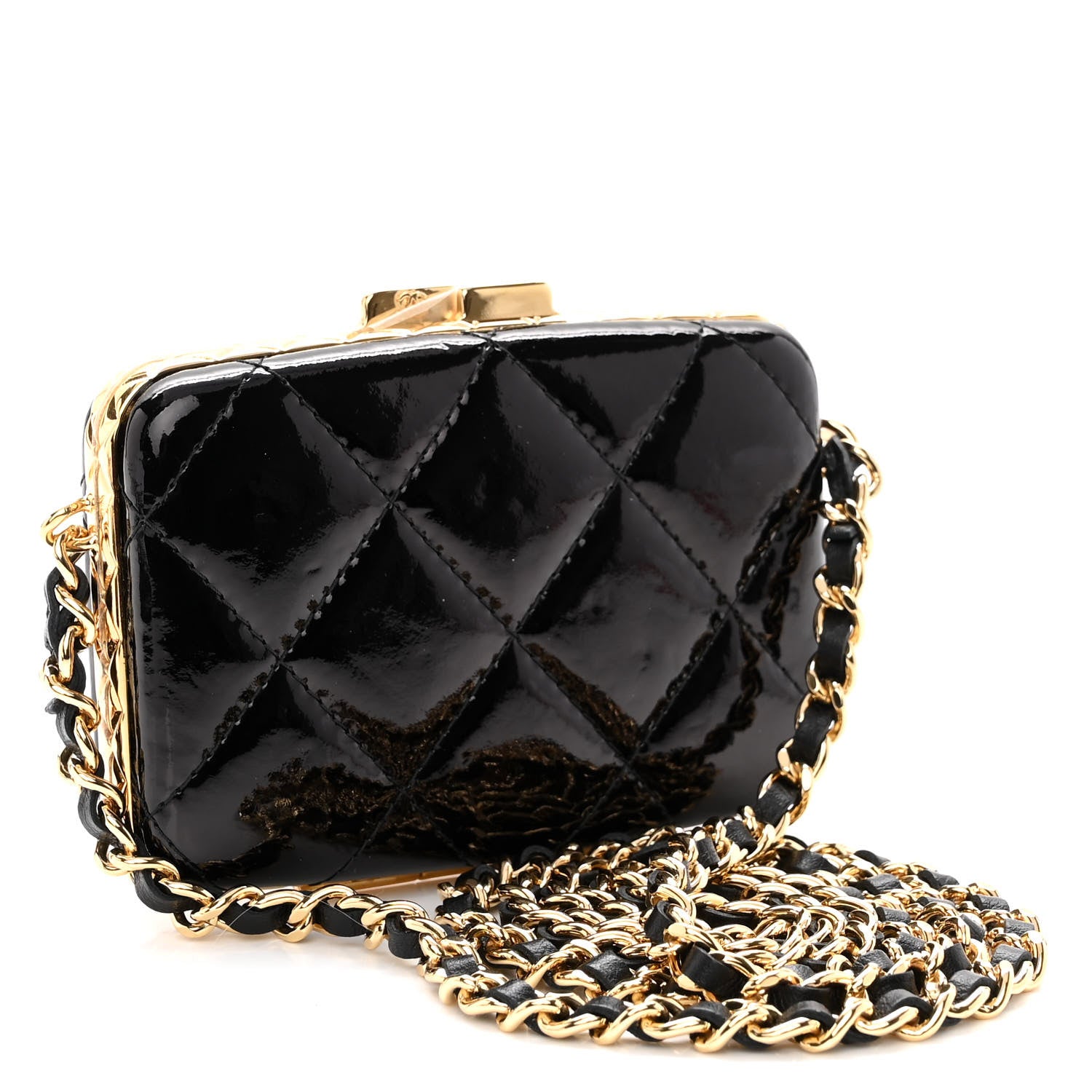 Chanel Glazed Goatskin Quilted Small Box With Chain Black 3 of 11