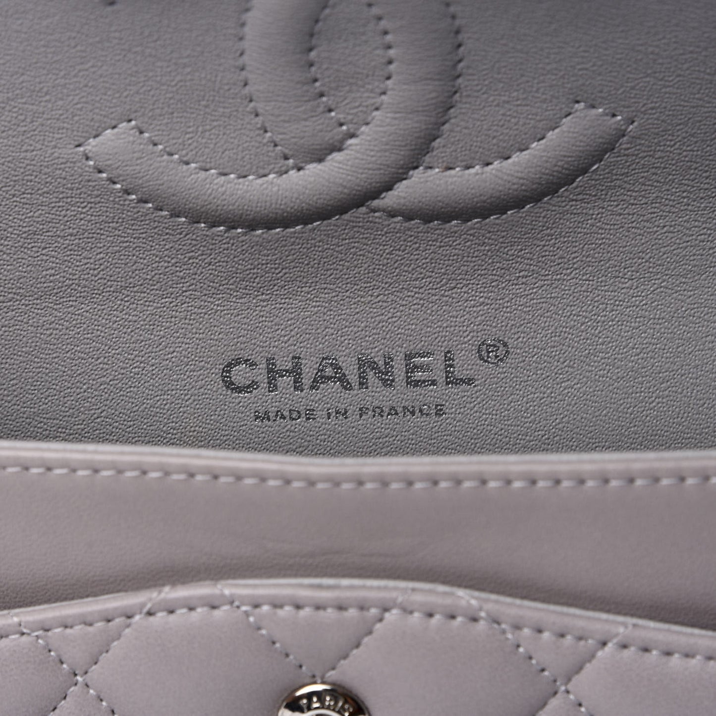 Lambskin Quilted Medium Double Flap Grey