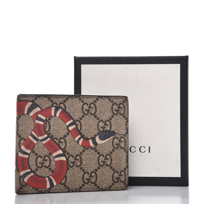 Gucci GG Supreme Monogram Selleria Calfskin Kingsnake Nice Bi-Fold Wallet Beige Ebony Multicolor Black 9 of 9
