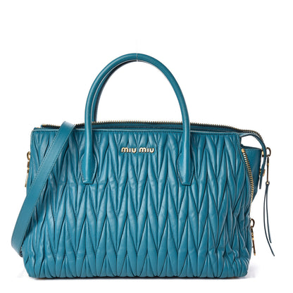Miu Miu Nappa Matelasse Zip Tote Laguna 1 of 14