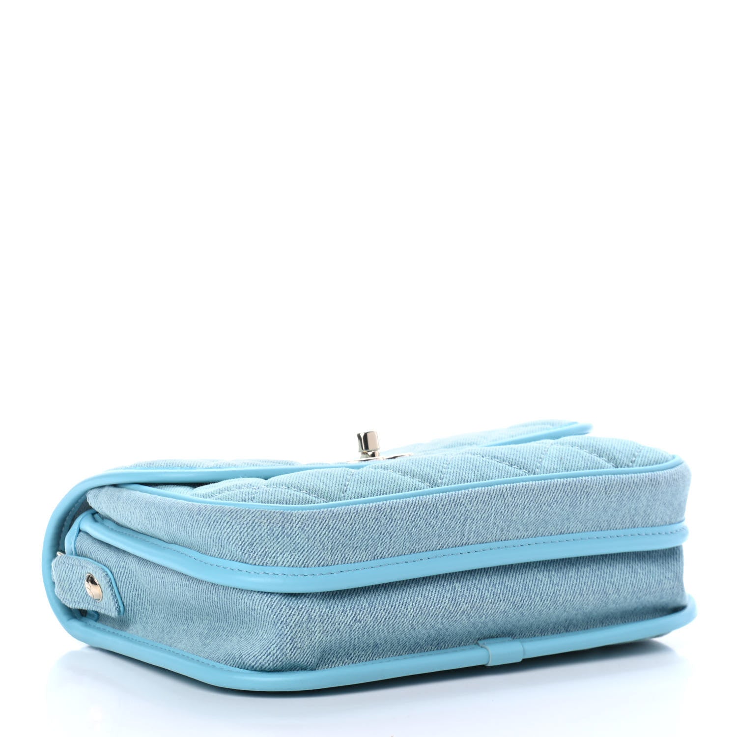 Chanel Denim Quilted Small Messenger Flap Neon Blue 3 of 4
