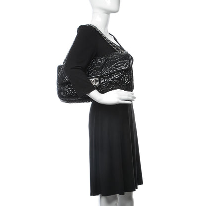 Chanel Vinyl Graphic Edge Flap Black 3 of 9