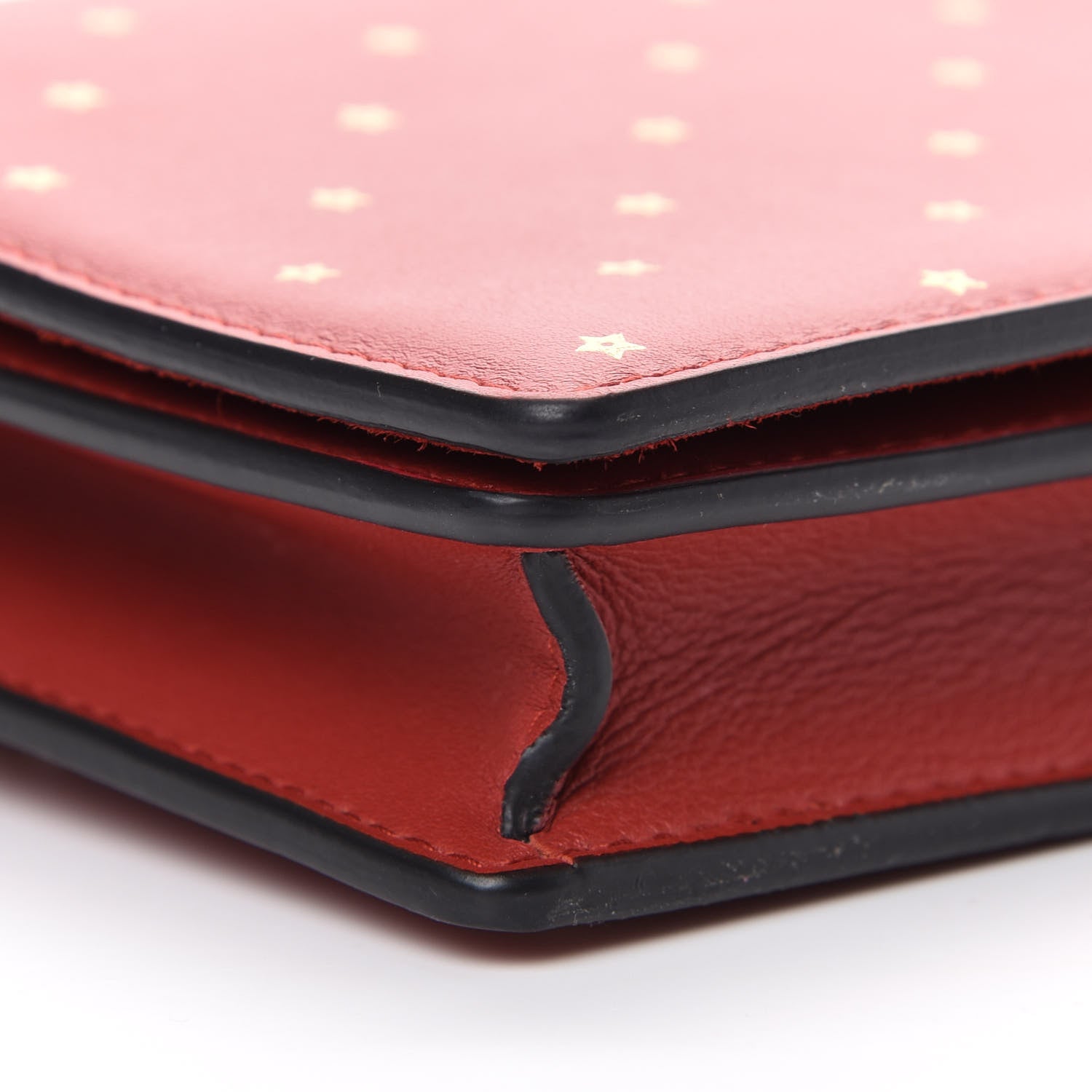 Christian Dior Calfskin Embossed Stars Wallet on Chain Rouge Gold 9 of 11