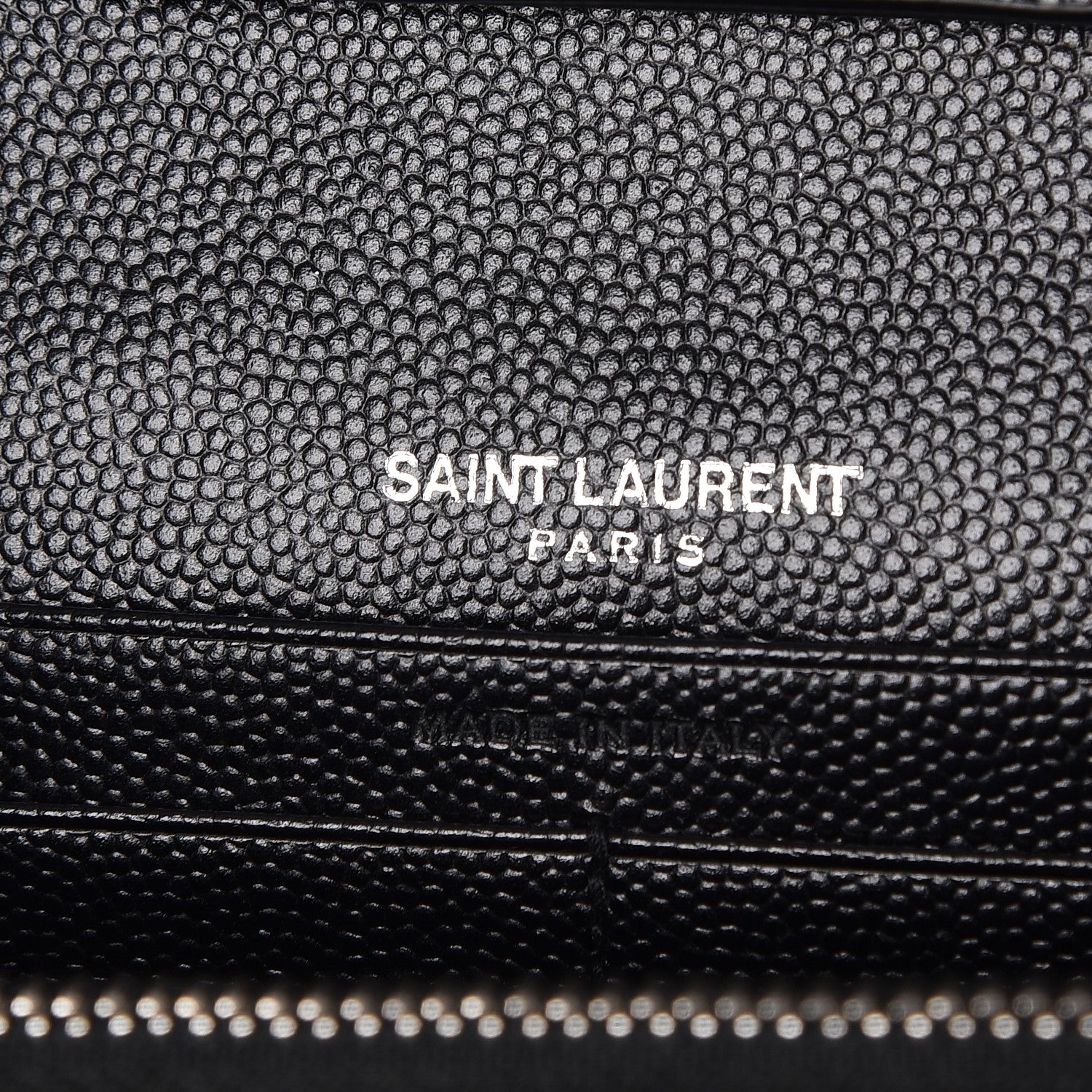 Saint Laurent Grain De Poudre Matelasse Chevron Monogram Chain Wallet Black 6 of 7