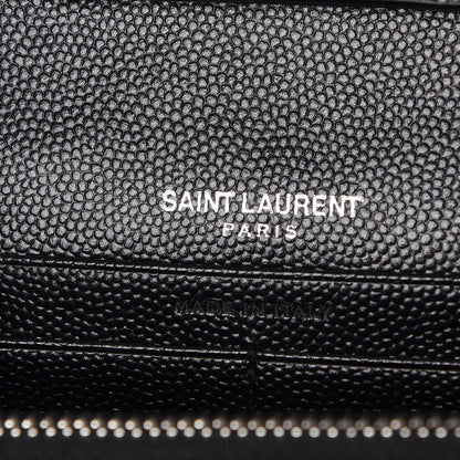 Saint Laurent Grain De Poudre Matelasse Chevron Monogram Chain Wallet Black 6 of 7