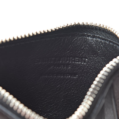 Saint Laurent Calfskin Print Flamingo 5 Fragments Zip Pouch Card Holder Black 6 of 7