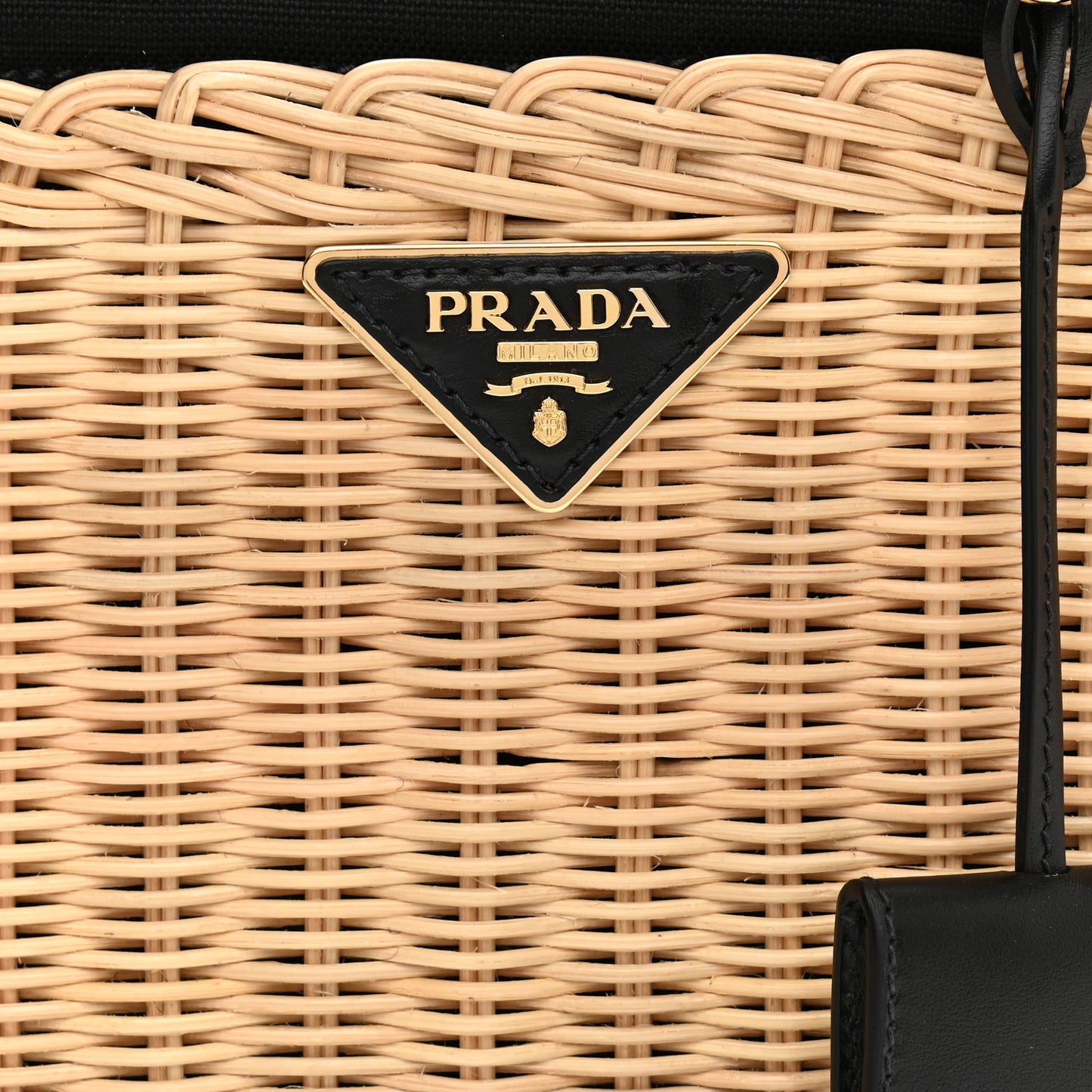 Wicker Canvas Tote Naturale Black