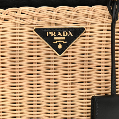 Prada Wicker Canvas Tote Naturale Black 7 of 9