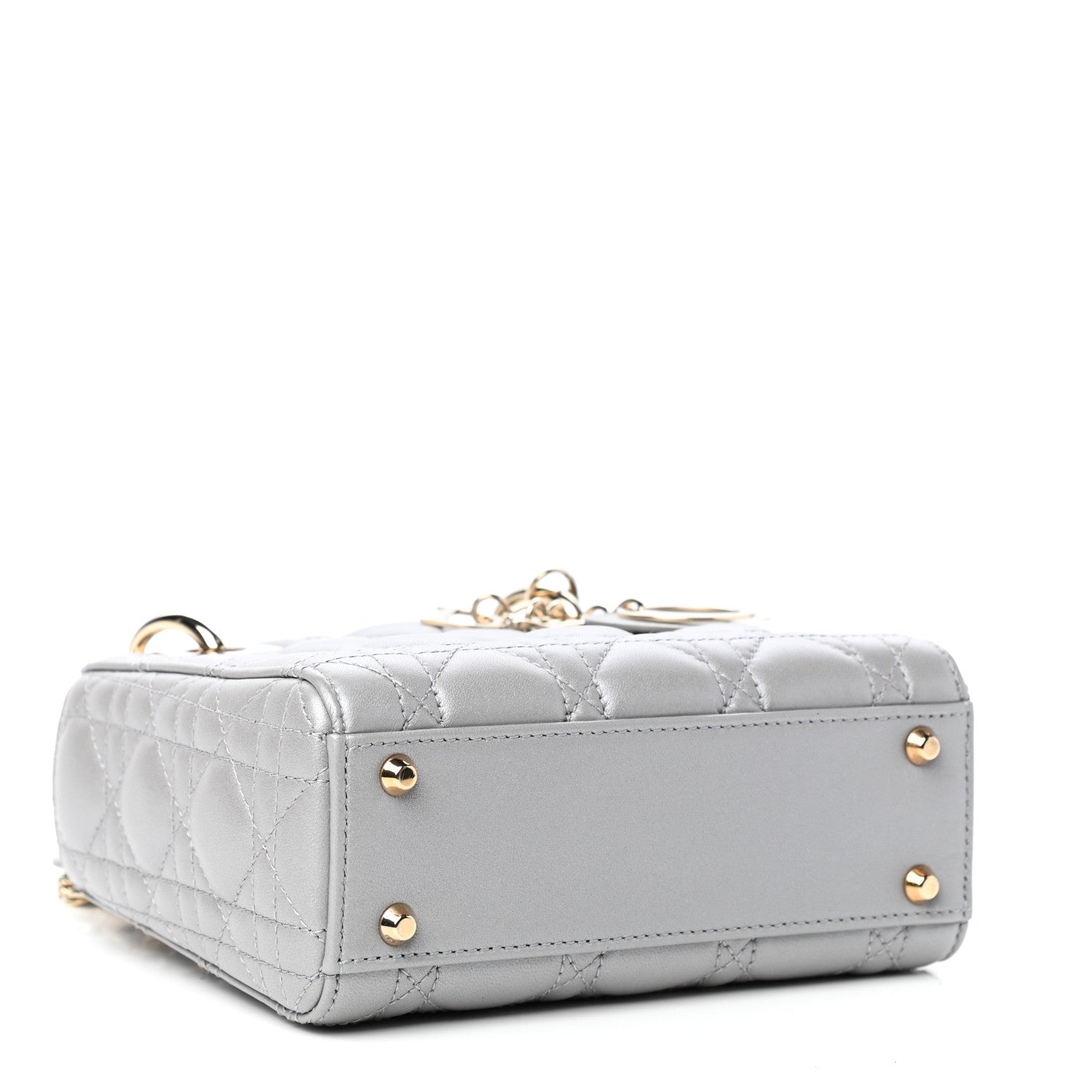 Christian Dior Metallic Lambskin Cannage Mini Lady Dior Grey 4 of 9