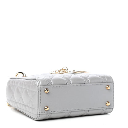 Christian Dior Metallic Lambskin Cannage Mini Lady Dior Grey 4 of 9