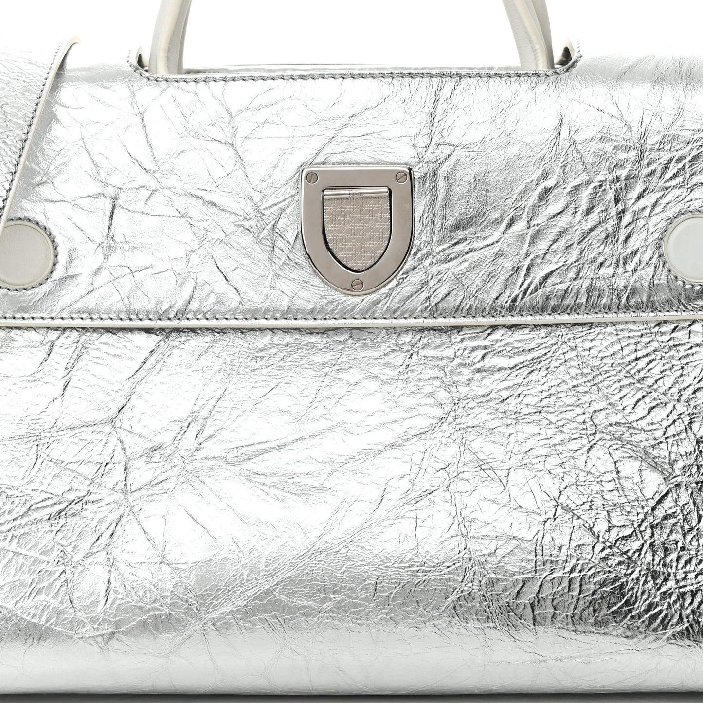Metallic Calfskin Medium Diorever Flap Silver
