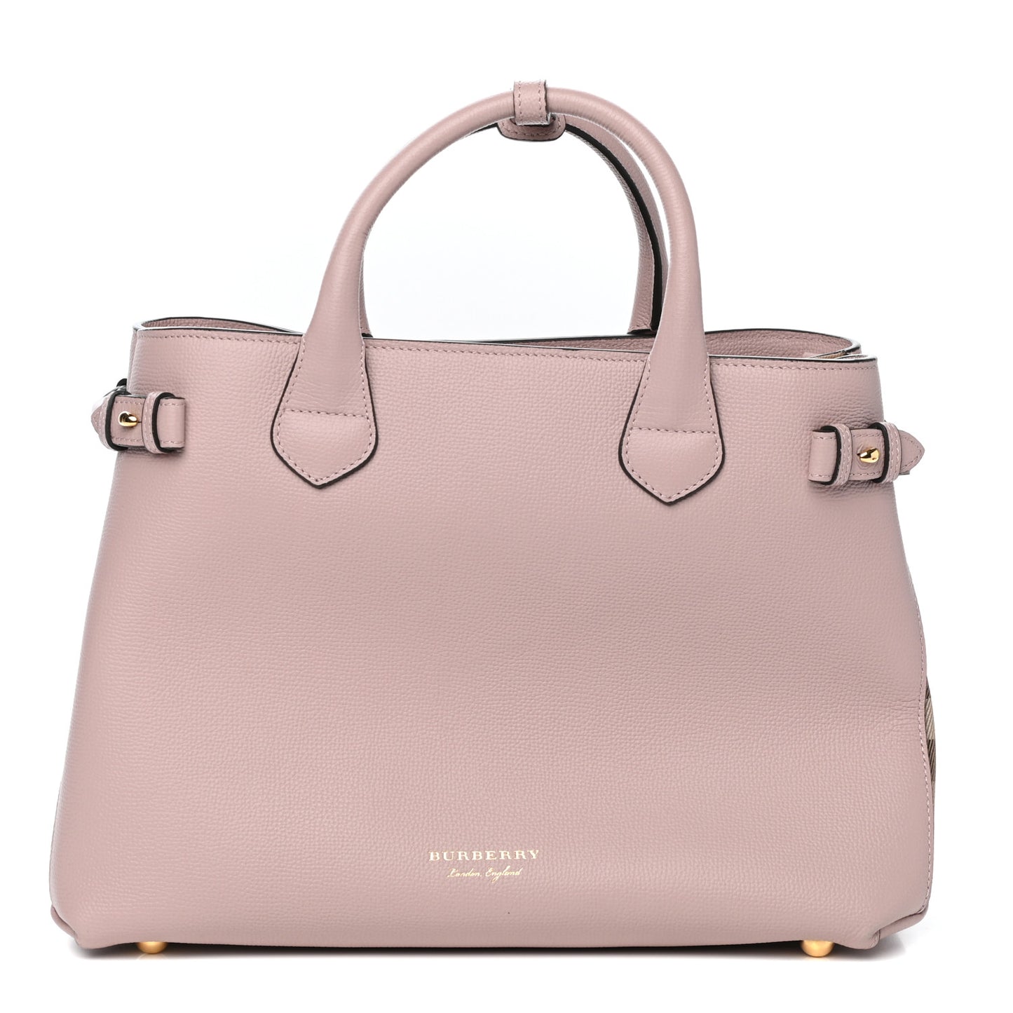 Grainy Calfskin House Check Medium Banner Tote Pale Orchid