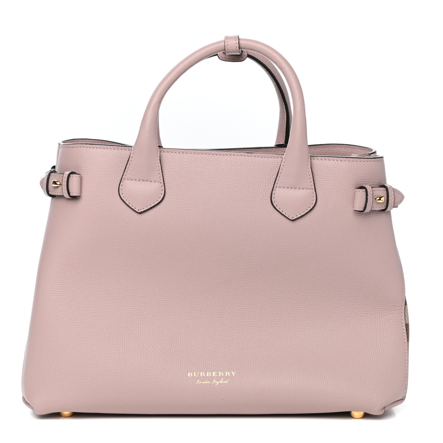 Burberry Grainy Calfskin House Check Medium Banner Tote Pale Orchid 1 of 11