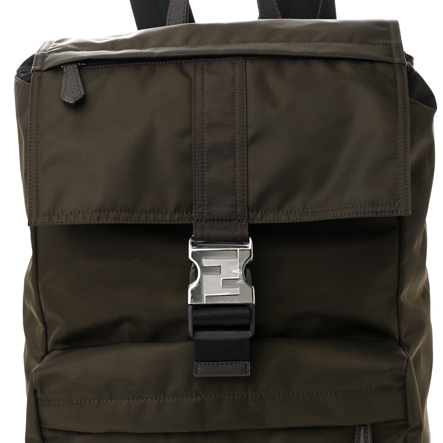 Fendi Econyl Nylon Santander Cuoio Roma Medium Fendiness Backpack Ebano 8 of 10