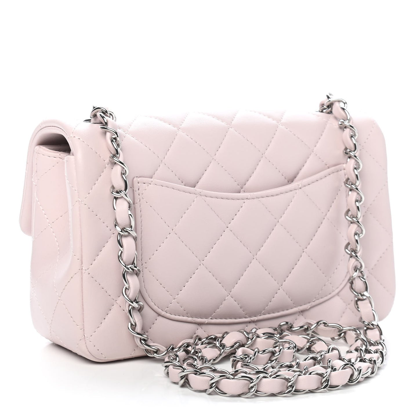 Lambskin Quilted Mini Rectangular Flap Light Purple