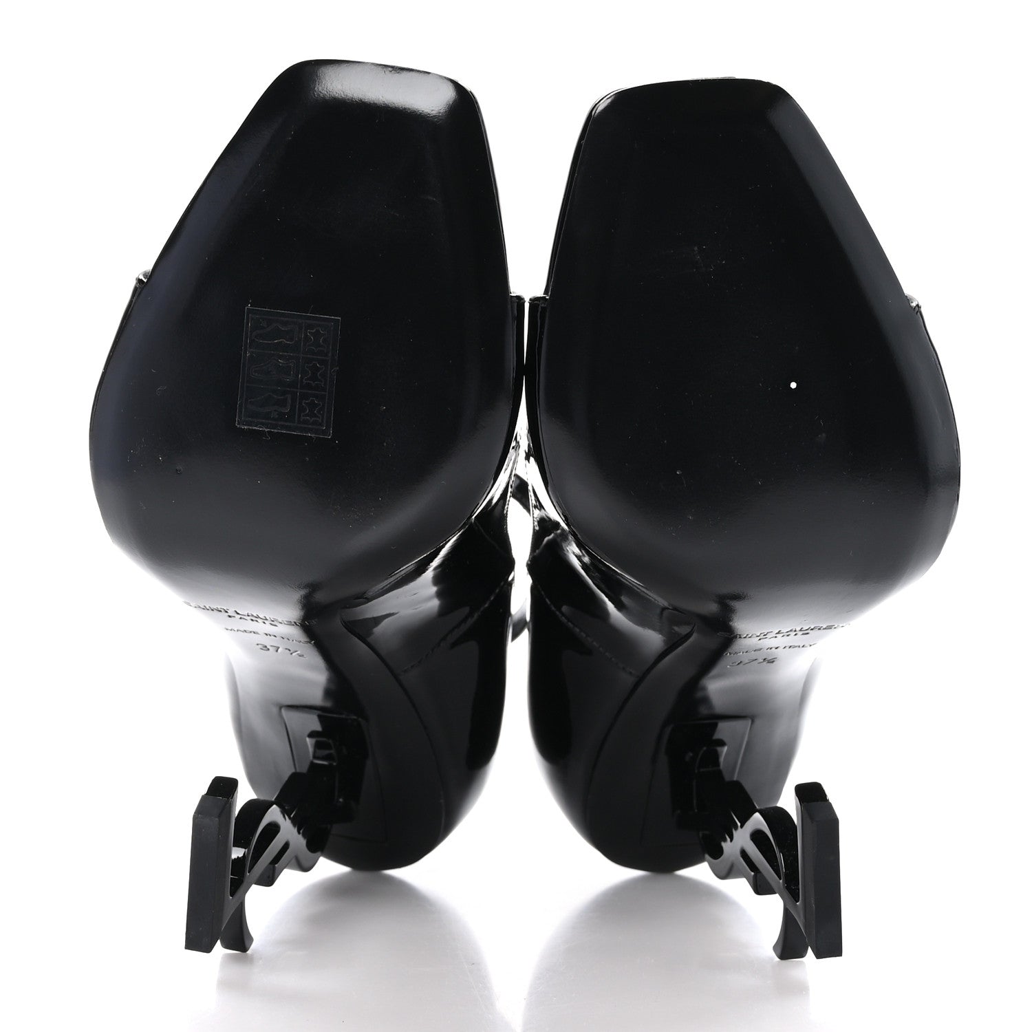 Saint Laurent Patent Calfskin Opyum 110 Sandals 37.5 Black 5 of 9