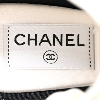 Chanel Nylon Suede Kidskin Calfskin Logo Sneakers 38 White Black 7 of 11