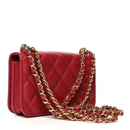 Chanel Caviar Quilted Pocket Twins Clutch With Chain Burgundy 3 of 12