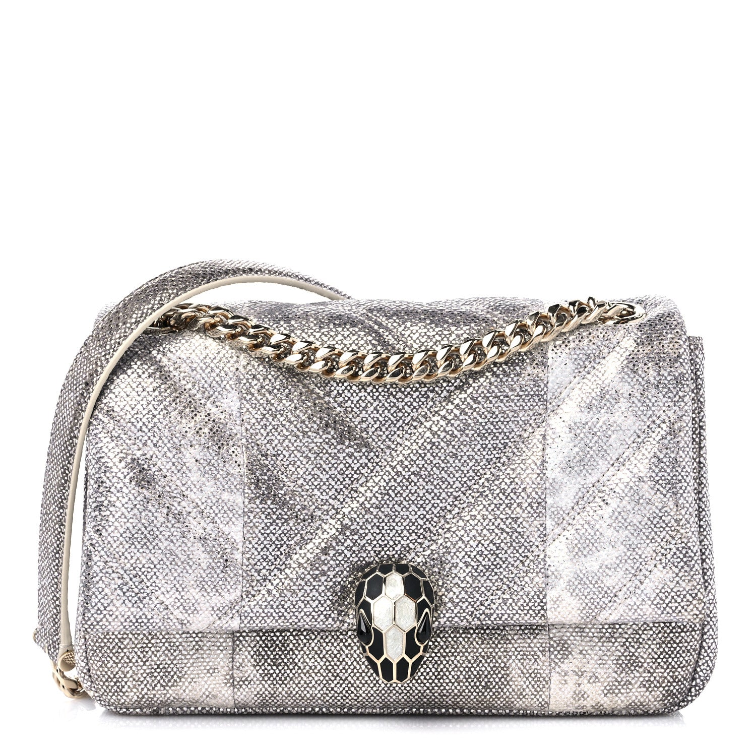 Bulgari Shiny Karung Matelasse Mini Serpenti Cabochon Crossbody Silver 1 of 8