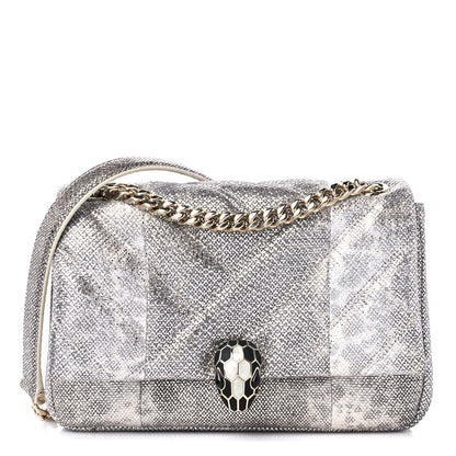 Bulgari Shiny Karung Matelasse Mini Serpenti Cabochon Crossbody Silver 1 of 8