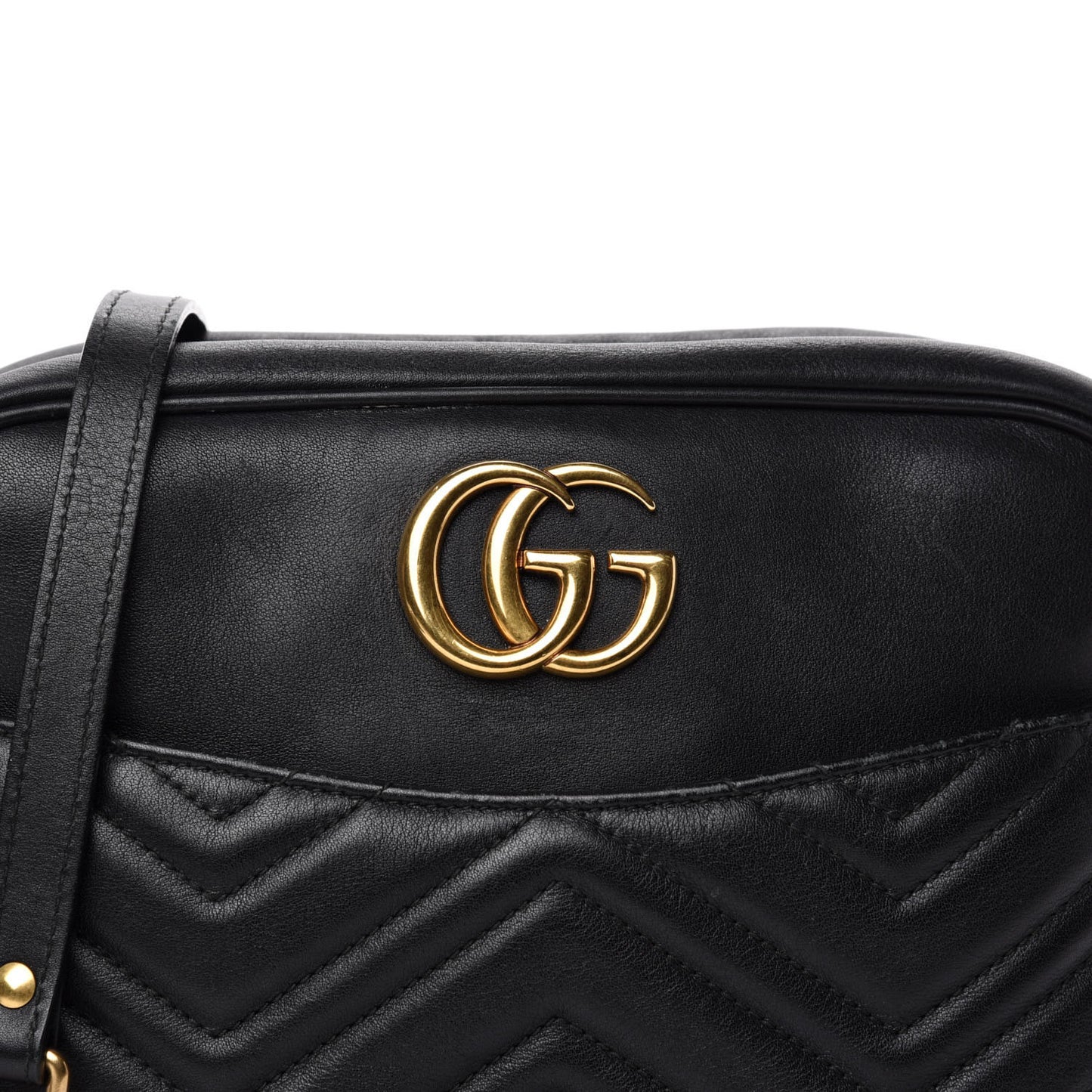 Calfskin Matelasse Medium GG Marmont Chain Shoulder Bag Black
