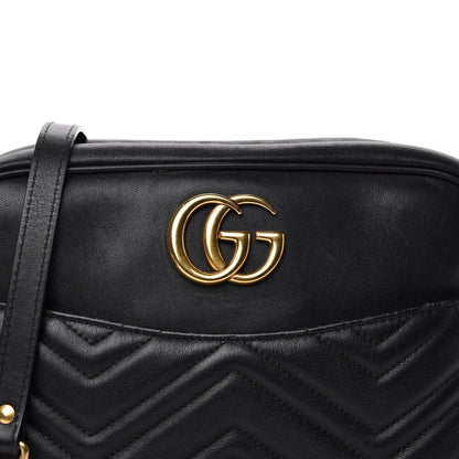 Gucci Calfskin Matelasse Medium GG Marmont Chain Shoulder Bag Black 10 of 10