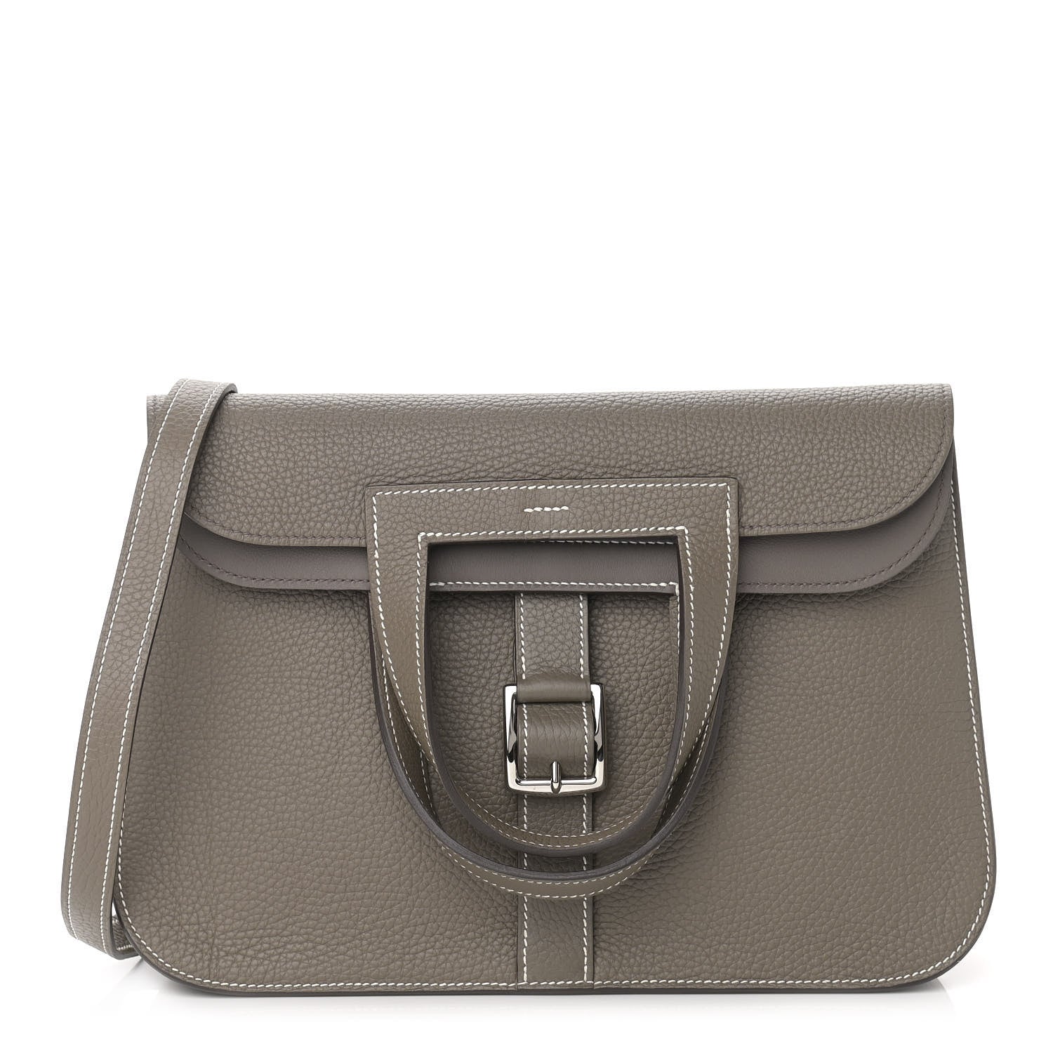 Hermes Taurillon Clemence Halzan 31 GM Etoupe 1 of 8