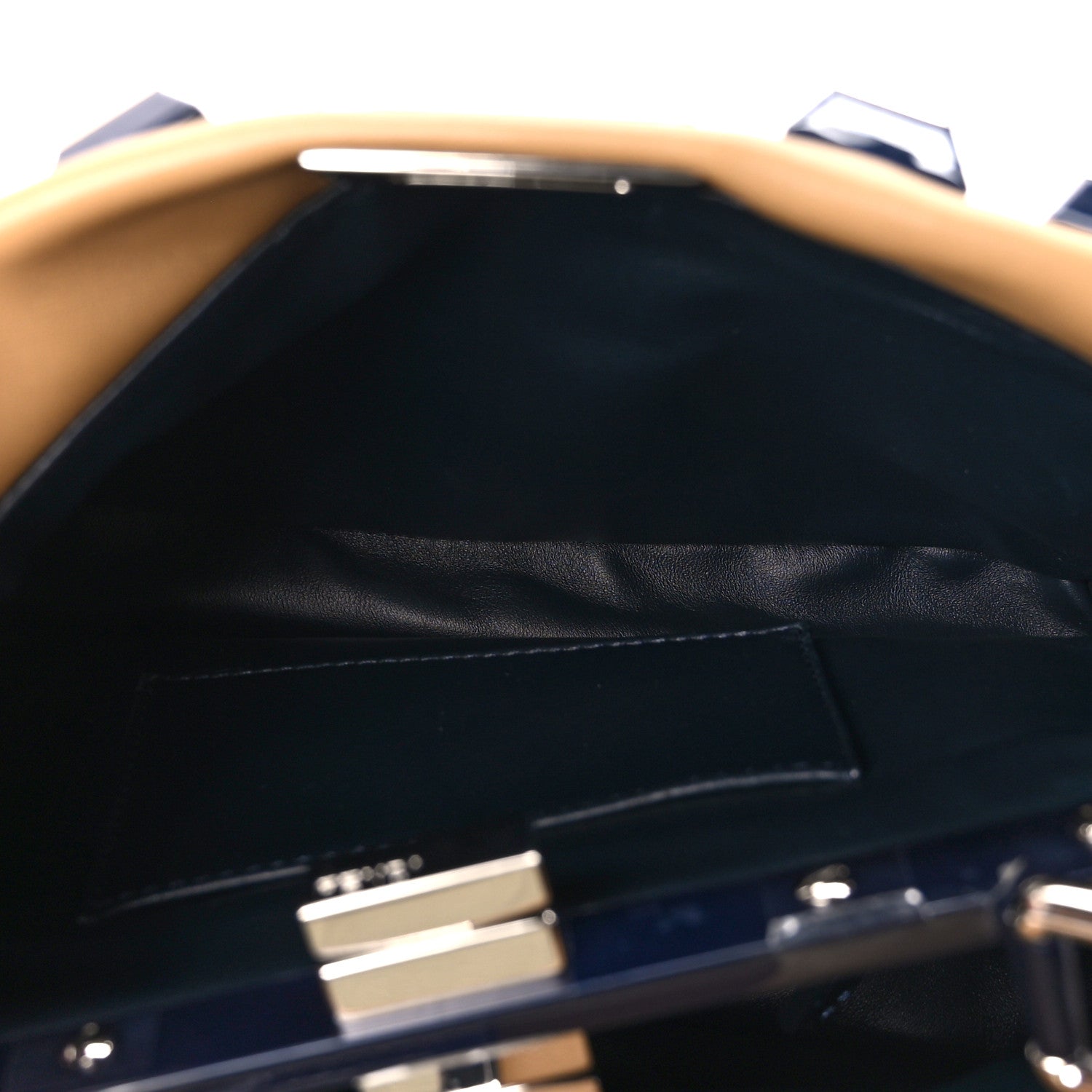 Fendi Nappa Bi-Color Studded Mini Peekaboo Iconic Satchel Cuoio Blue 6 of 12