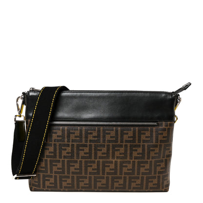 Fendi Glazed Fabric Vitello Liberty FF 1974 Medium East West Messenger Black Sunflower 1 of 11