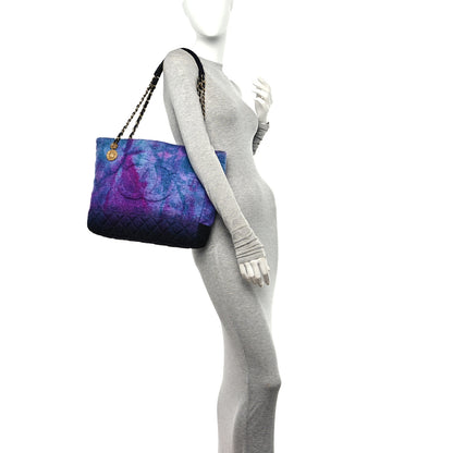 Chanel Wool Tweed CC Tote Purple Black Blue 2 of 11