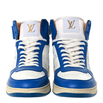 Louis Vuitton Calfskin Monogram Mens Rivoli High Top Sneakers 7.5 Blue 2 of 10