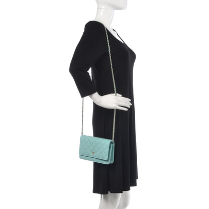 Chanel Caviar Quilted Wallet On Chain WOC Light Blue 2 of 10