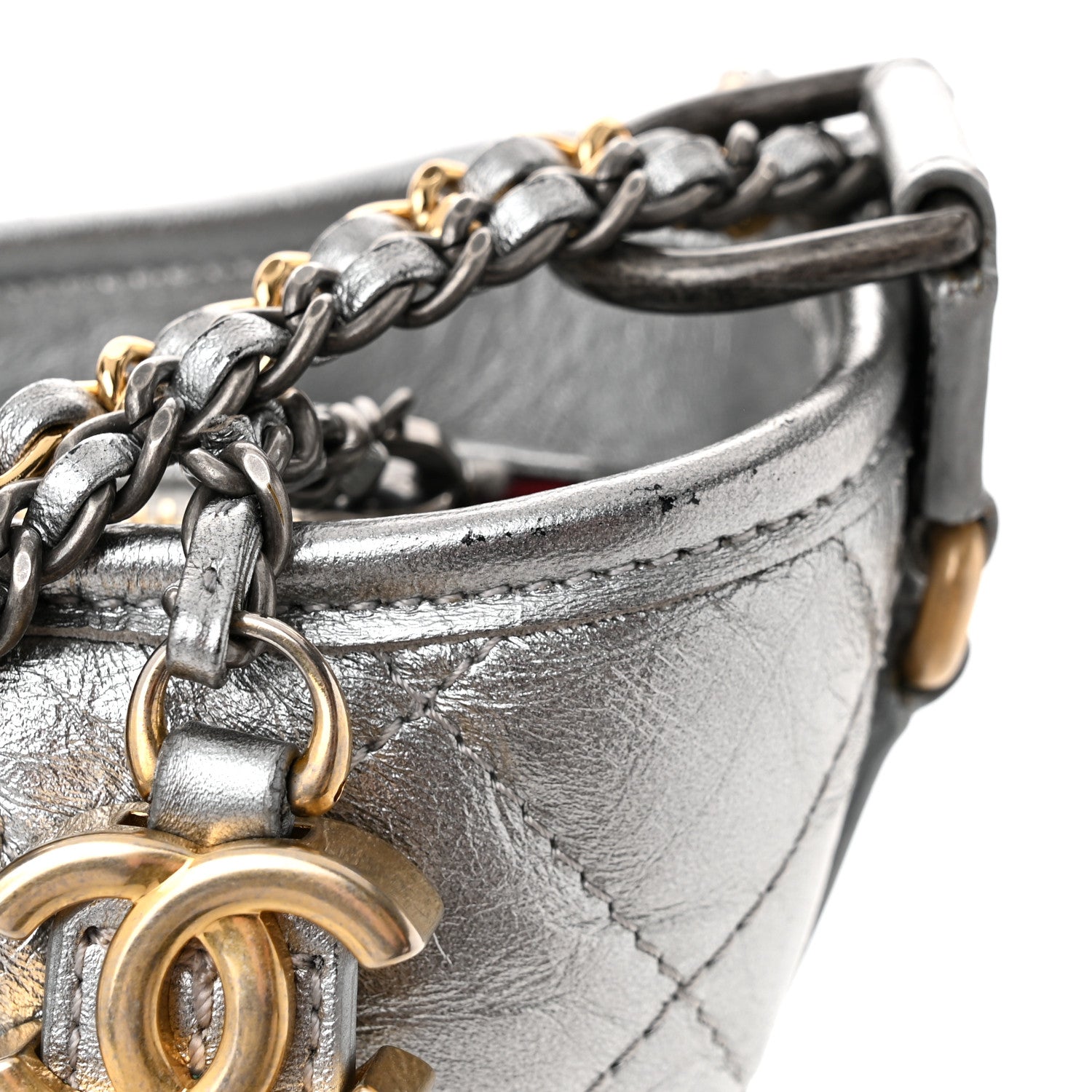 Chanel Metallic Aged Calfskin Quilted Medium Gabrielle Silver 11 of 12