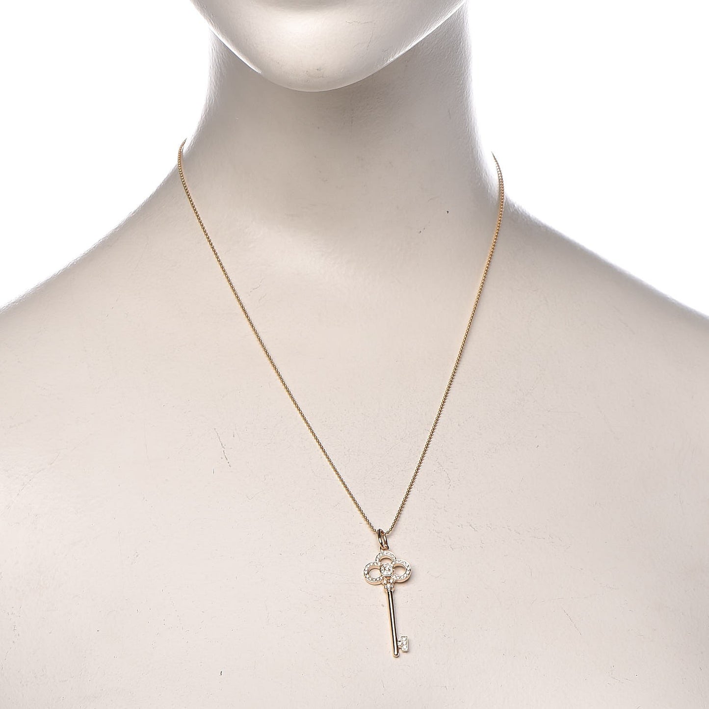 18K Rose Gold Diamond Crown Key Pendant Necklace