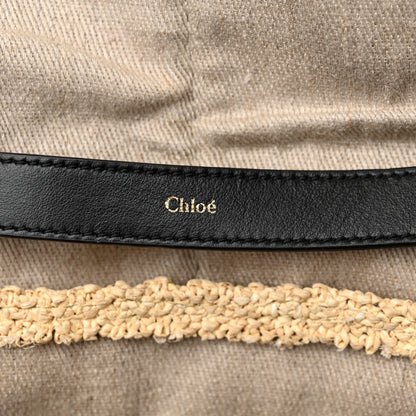 Chloe Raffia Calfskin Medium Penelope Shoulder Bag Tan 6 of 14