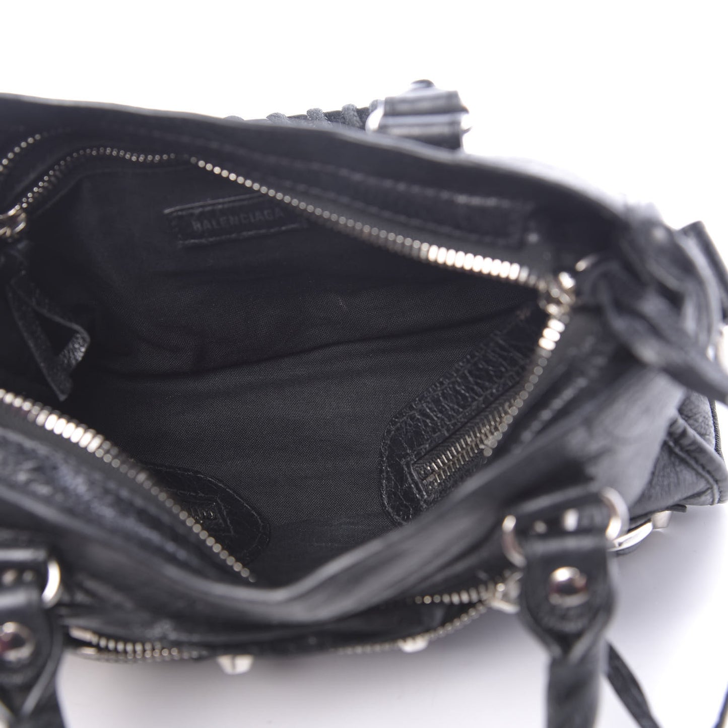 Agneau Classic Silver Hardware Mini City Logo Strap Black