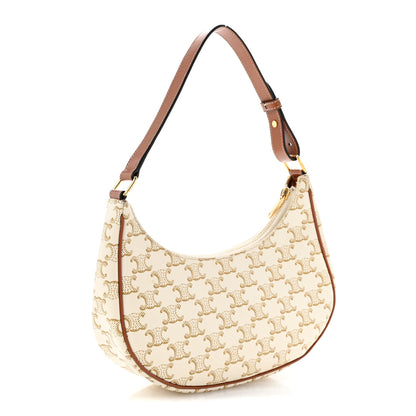 Celine Canvas Calfskin Ava Triomphe Shoulder Bag White 3 of 15