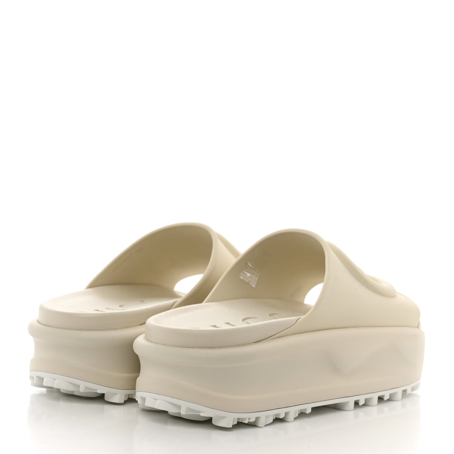 Soft Rubber Womens Interlocking G Platform 42mm Slide Sandals 36 Off White