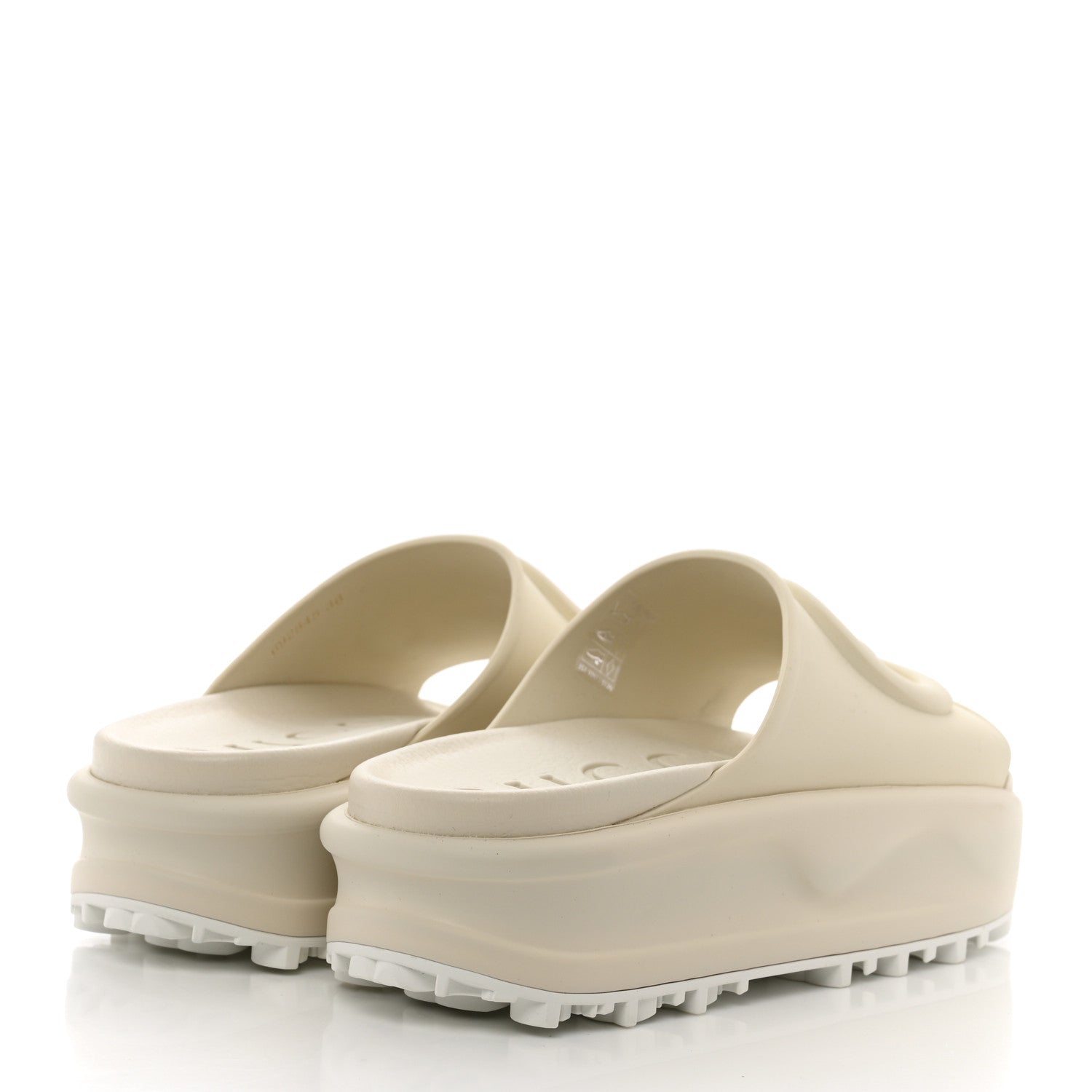 Gucci Soft Rubber Womens Interlocking G Platform 42mm Slide Sandals 36 Off White 4 of 8