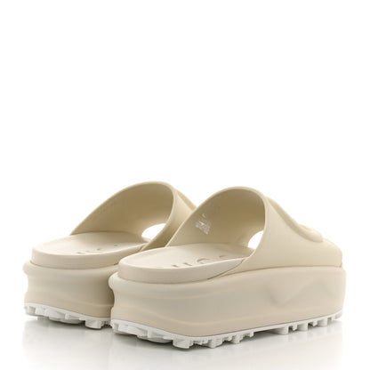 Gucci Soft Rubber Womens Interlocking G Platform 42mm Slide Sandals 36 Off White 4 of 8