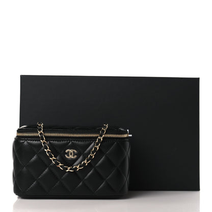 Chanel Lambskin Quilted Small Vanity Case With Chain Black 10 of 10
