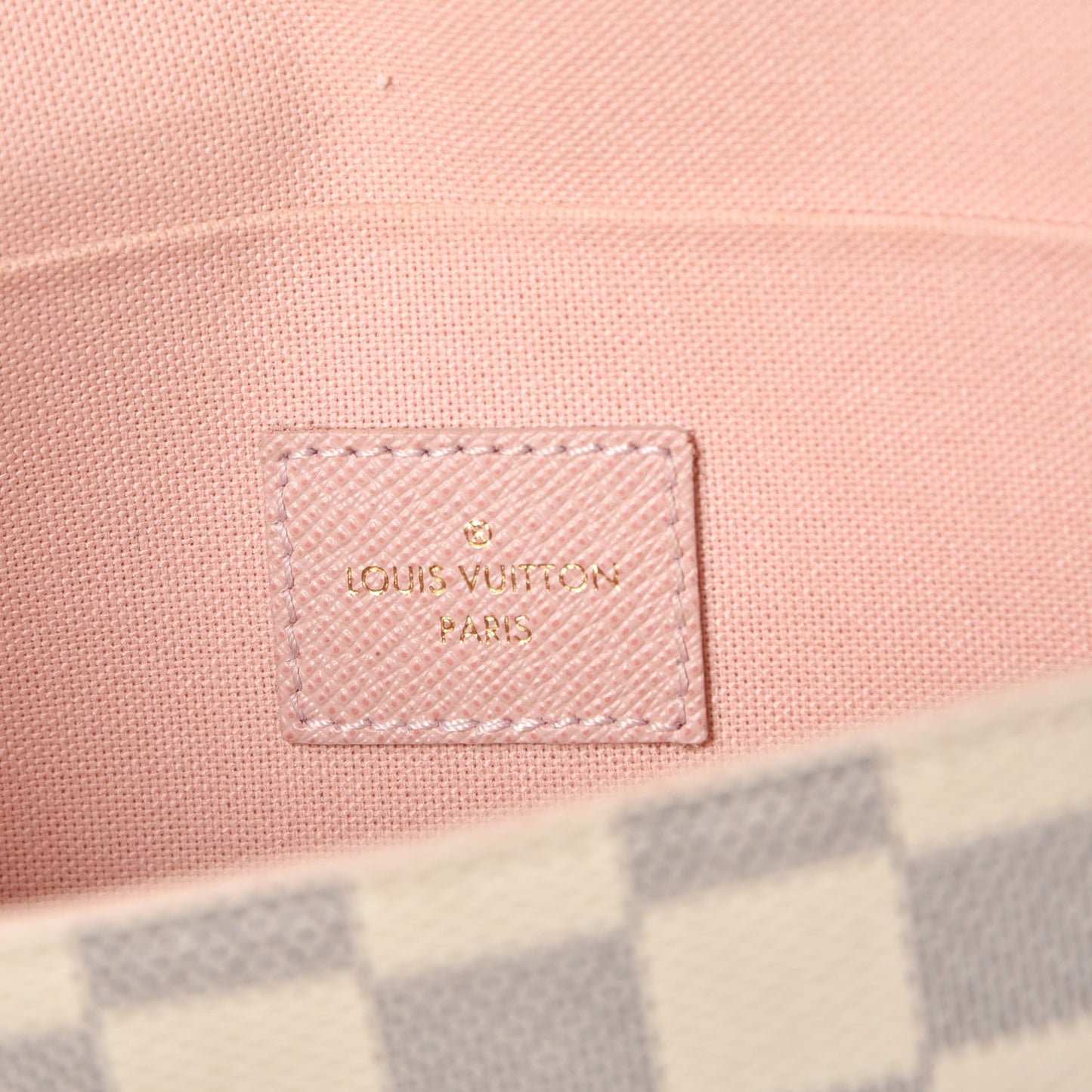 Damier Azur Pochette Felicie Chain Wallet Rose Ballerine