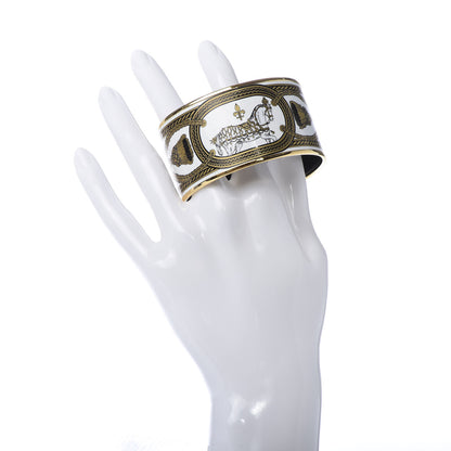 Hermes Enamel Printed Grand Apparat Extra Wide Bracelet 65 White 2 of 5